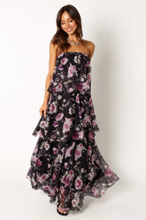 Bloom Strapless Maxi Dress Black Floral