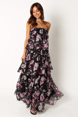 Bloom Strapless Maxi Dress Black Floral