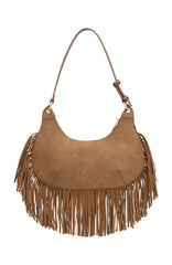 Wells Shoulder Bag Taupe Faux Suede