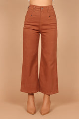 Georgette High Waisted Straight Leg Pants Brown