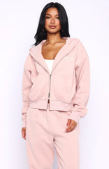 Cant Miss It Boxy Zip Front Hoodie Dusty Pink