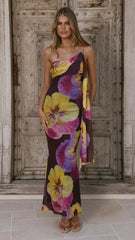 Haviana Maxi Dress Purple Yellow Floral
