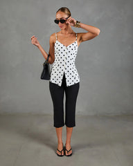 Dottie Chic Polka Dot Linen Blend Tank Top
