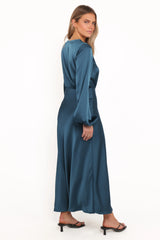 Remora Long Sleeve Midi Dress Teal