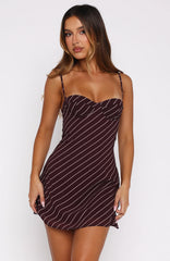 In The Back Of My Mind Mini Dress Burgundy Cream Stripe