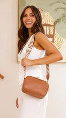 Bella Striped Webbing Camera Bag Tan