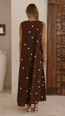 Scout Maxi Dress Chocolate White Polka