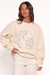 Flower Garden Graphic Sweatshirt Cream