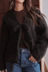 Kimmy Bow Oversized Cardigan Black
