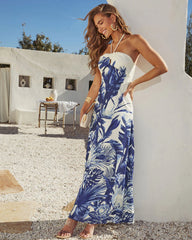 Lagoon Luster Abstract Halter Maxi Dress