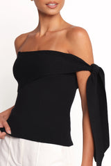 Charama Off Shoulder Knit Top Black
