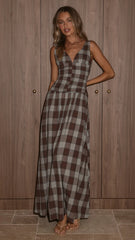 Sanya Maxi Dress Chocolate Check