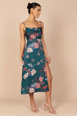 Alejandra Cowl Neck Midi Dress Emerald