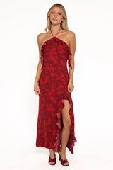 Patricia Maxi Dress Burgundy Red Floral