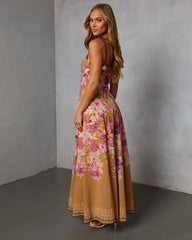 Solienne Printed Fit and Flare Maxi Dress