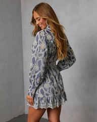 Lindsae Contrast Eyelet Stitch Mini Dress