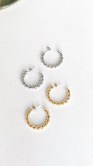 Twist Hoop Earrings Silver