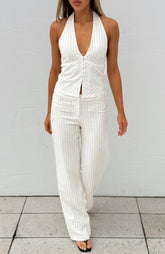 I Dont Compete Straight Leg Pants White