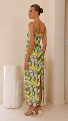 Carlia Midi Dress Lemon Print