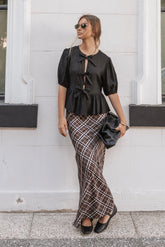 Sandra Midi Skirt Brown Check