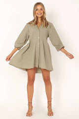 Criselle Long Sleeve Mini Dress Khaki