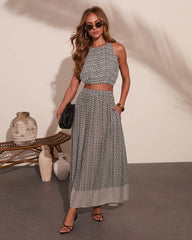 Saphine Geometric Print Maxi Skirt
