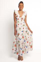 Valerie Maxi Dress Off White Red