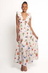 Valerie Maxi Dress Off White Red
