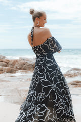 Karma Maxi Dress White Black Floral