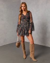 Dahliah Printed Fit And Flare Mini Dress