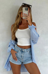 Missin Something Denim Shorts Powder Blue Wash
