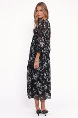 Mavis Long Sleeve Maxi Dress Black Floral