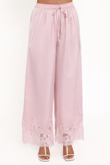 Viola Drawstring Wide Leg Pant Pale Pink