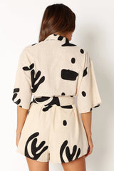 Kellie Romper Beige Black