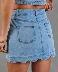 Lerah Scallop Denim Mini Skirt