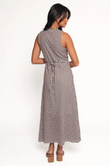 Queenie Midi Dress Brown Gingham