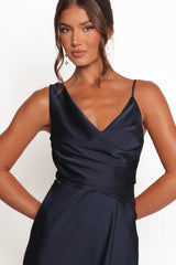 Anela Asymmetric Midi Dress Navy