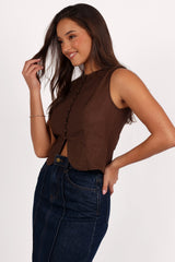 Daniella Linen Vest Chocolate Brown