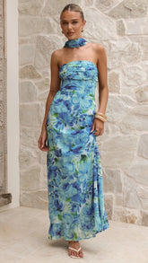 Mariposa Maxi Dress Blue Floral