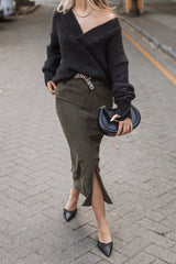 Myra Corduroy Midi Skirt Olive