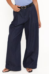 Elinor Cuffed Denim Pant Dark Wash
