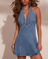 Dune Mirage Denim Halter Mini Dress