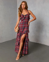 Reygan Ruffle Plaid Maxi Dress