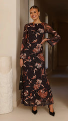 Koah Long Sleeve Maxi Dress Flower Print