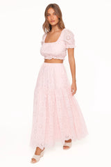 Angelina Skirt Set Pink Broiderie