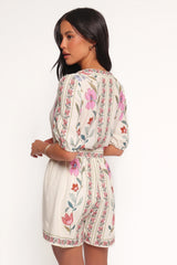 Ginger Tie Waist Romper Pink Multi