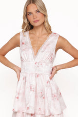 Natarsha Maxi Dress White Pink Floral