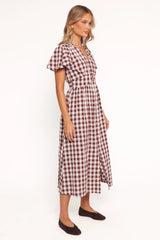 Robinson Maxi Dress Brown Gingham