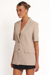 Nora Short Sleeve Blazer Beige