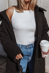 Davie Ribbed Knit Top White